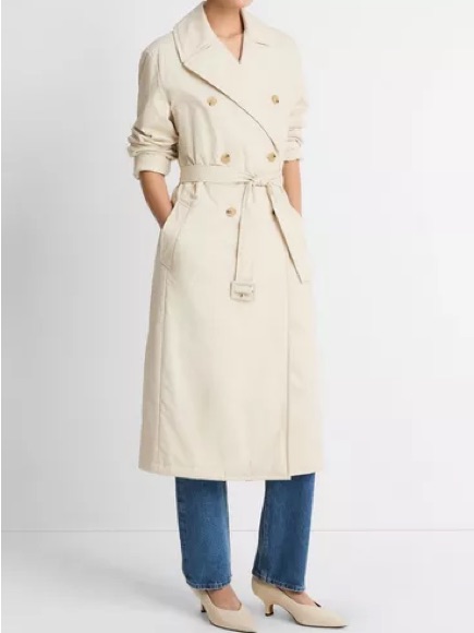 Banana Republic Cream Double-Breasted Trench Coat With Belt